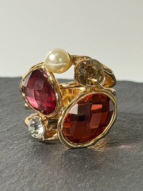 🍋2/$30 New Gemstone & Pearl Statement Ring